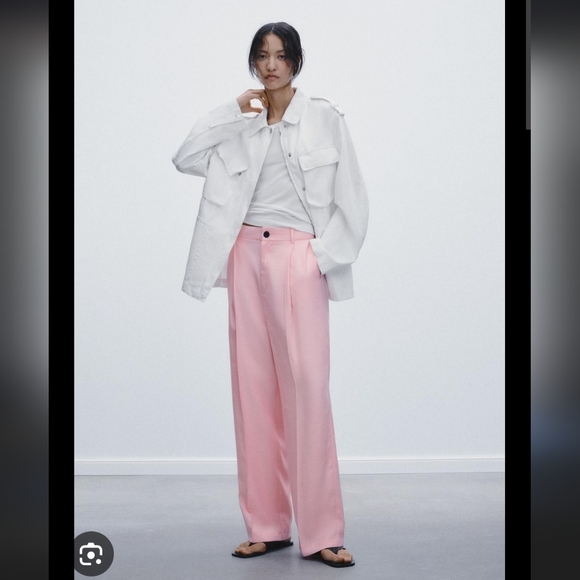 Zara Pants - Zara Elegant Pink Wide Leg Women's Pants